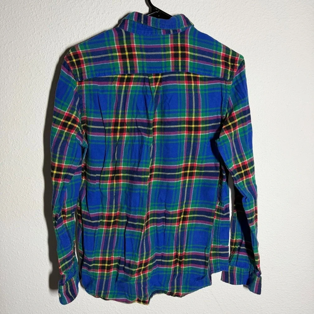 Ralph Lauren Flannel Shirt Boys 18-20 Blue Multi Plaid Pony Logo Button‎ Down